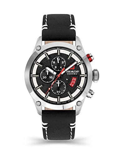 Preisvergleich Produktbild SWISS MILITARY Herren Analog Quarz Uhr mit Leder Armband SMWGC2101401