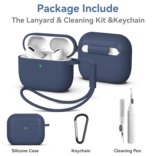 Image of Meliya for AirPods Pro 3 Case 2025 with Cleaner Kit, Soft Silicone Protective Case for Apple AirPods Pro 3rd Generation with Keychain & Lanyard for Women Men (Midnight, Airpods Pro 3 2025)
