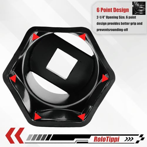 Image of 2-1 /4-Inch 6 Point Wheel Bearing Locknut Socket, 3 /4-Inch Drive, for Axle Nut Socket, Remove and Install Wheel Bearing Nuts, Carbon Steel, Powder-Coated (2-1 /4 inch 6PT, 3 /4 inch Drive)