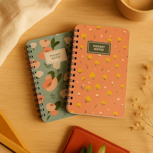 Image of mudrit Pocket Size Notebook, Small Spiral Diary, 120 Plain Pages, 90 GSM ideal for Gratitude List, Daily Goals Planner, To Do List Organiser, Size A6