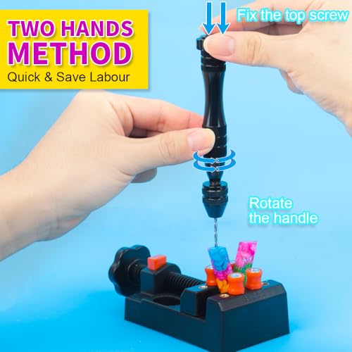 LEOBRO Hand Drill for Resin Molds, 12 cm Black Pin Vise with 10 PCS Steel Drill Bits (0.8-3mm), for Drilling Holes in Epoxy Resin, Polymer Clay, Wood, Making Jewelry Keychain Pendant