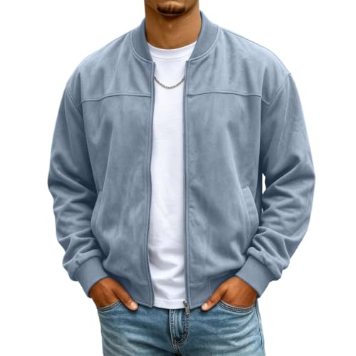 Mens Lightweight Jacket Zip Up Business Casual Bomber Jacket with Pockets - image 1