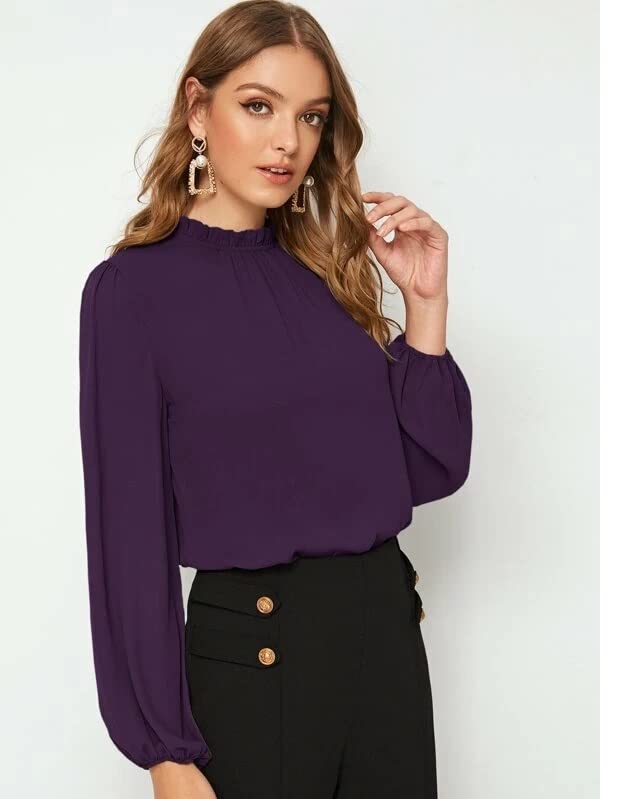 Image of FNOCKS Women's Plain Round Neck Long Sleeve Slip On Cotton Top