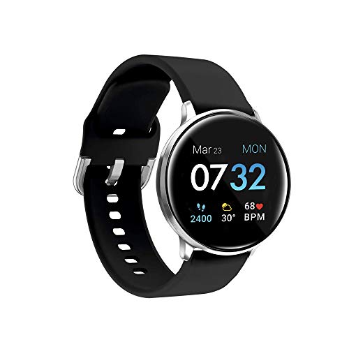 iTouch Sport 3 Health and Fitness Smart Watch with 24/7 Heart Rate, Pedometer, Body Temperature Monitor, 14+ Days Battery, Black/Red