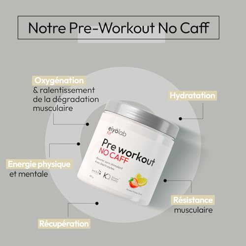Pre Workout sans Caféine ni Créatine | Citrulline Kyowa et BCAA instantanés | Électrolytes pour Hydratation Optimale | L-Arginine + Bêta Alanine & Taurine | 300g de Poudre Fraise Citron | Eiyolab – Image 3