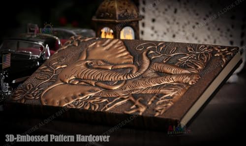 Image of MANAKI 3D Copper Elephant DND Vintage Leather Journal Writing Notebook with 200 Pages A5 Journal Diary,Antique Handmade Leather Diary,Travel Diary&Notebooks to Write in,Diary Gift for Men Women