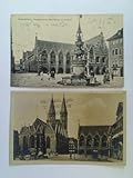 alte ansichtskarten braunschweig  2 Ansichtskarten: Braunschweig, Altstadtmarkt mit altem Rathaus und Denkmal / Das malerische Braunschweig. Martinikirche, Altstadt-Rathaus, Altstadtmarkt mit Brunnen im 12 Jahrhundert im Bau begonnen