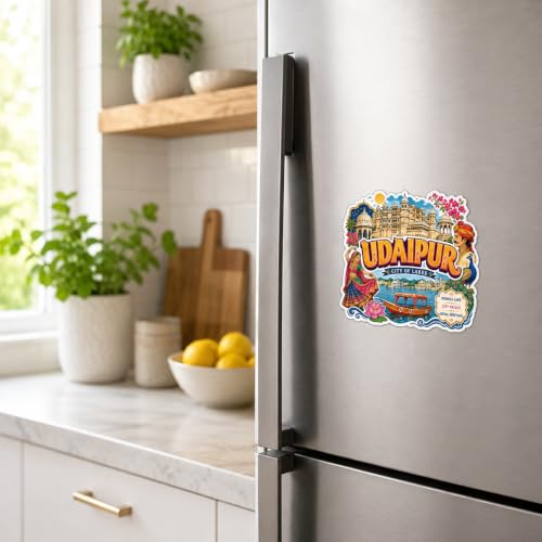 Image of Zesta Wooden Fridge Magnets Set | Refrigerator Decor Magnets for Kitchen | India Souvenir Fridge Magnet Collection | Wooden Magnet for Fridge Door Decoration (Udaipur)