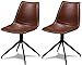 Furnhouse Ibbe Design Isabel Lot de 2 Brun Pivotantes Chaises Salle à Manger en Similicuir Simili Cuir Salle à Manger Salon Bureau Cuisine, Assise Rembourrée Scandinaves, Pieds en Métal
