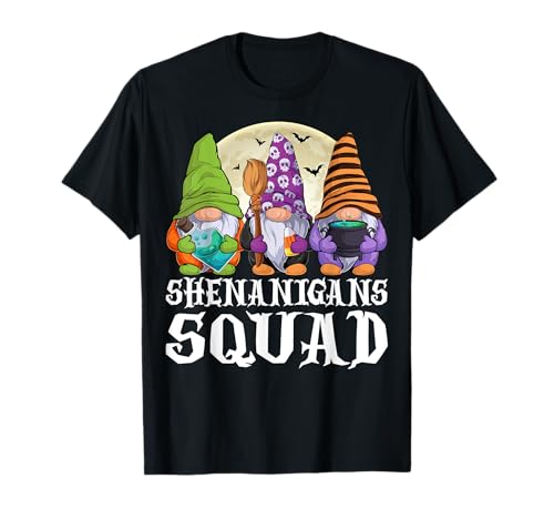 Gnome Shenanigans Squad Witches Spooky Halloween T-Shirt
