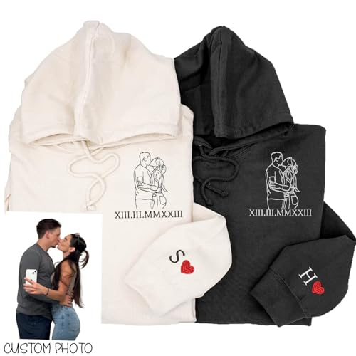 GABITA Custom Embroidered Mr & Mrs Sweatshirt Hoodie, embroidered with roman numerals, Anniversary, Wedding For Wife, Husband2