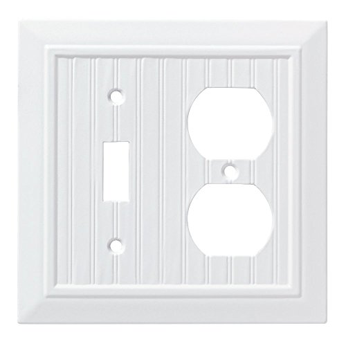 Franklin Brass Classic Beadboard (1-Pack) Single Switch/Duplex Combo Pure White 2-Gang Combination Wall Plate Electrical Outlet Covers W35269-PW-C