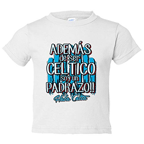 Camiseta bebé además de ser Céltico soy un padrazo futbolero de Vigo - Blanco, 1 año