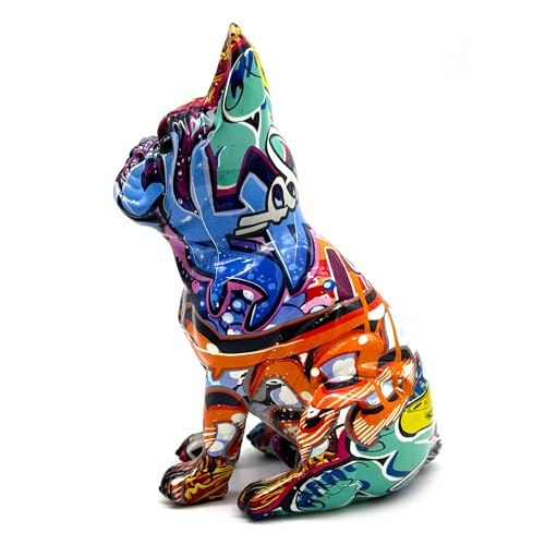 Escultura de bulldog francés colorida en resina 8 pulgadas miniatura 3