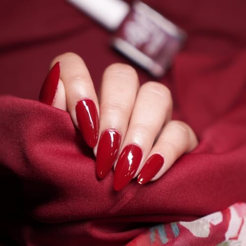 Image of Nails & More Beet Red Nail Polish, Argan Oil-Infused Gel Shine, Unique Red Nails, Trendy Nail Color | 10ml