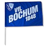 Mit Stock zum Schwenken Flaggenfritze Stockflagge VFL Bochum blau- 60 x 90 cm + gratis Aufkleber