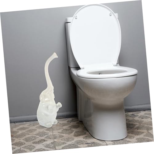 Brosse WC éléphant en céramique blanche et son manche long robuste - 6