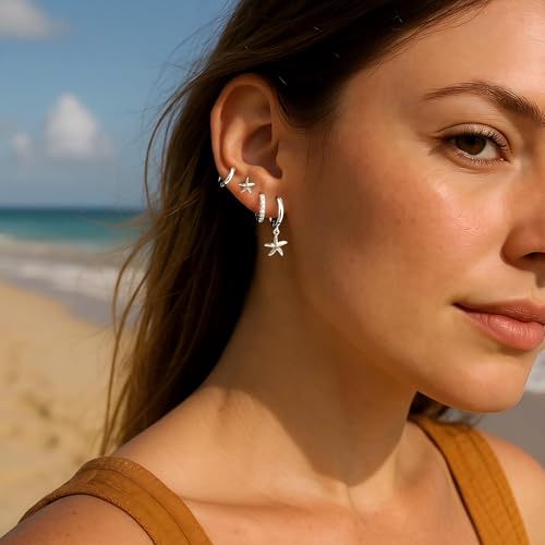 Image of Small Gold Huggie Hoop Earrings Set for Women Men Hypoallergenic 14K Plated Stack Cartilage Earrings, Sterling Silver Multiple Piercing Lightweight Mini Thin Cute Dainty Trendy Jewelry Gifts for Women
