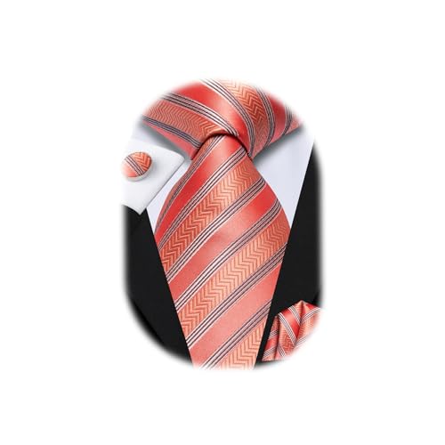 Image of Hi-Tie Men's Tie Sets Silk Paisley Striped Necktie Pocket Square Cuff-links Sets Wedding Business Holiday