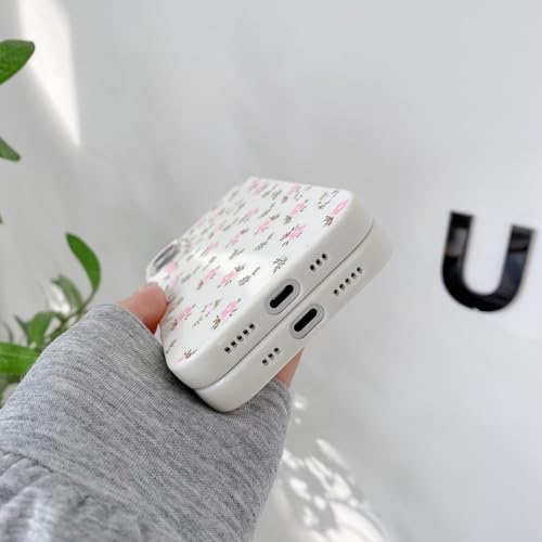 Coque iPhone 16 Plus fleurie rose et blanche en TPU mince QLTYPRI