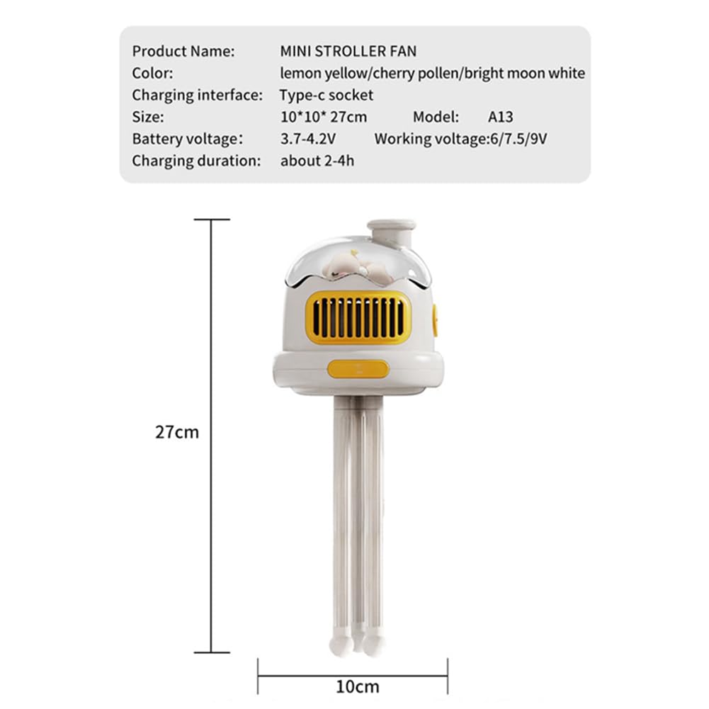 Ventilador portátil for cochecito de bebé, recargable por USB, silencioso, con clip for exteriores, for niños, de mano, sin aspas (rosa),Ventilador de mano