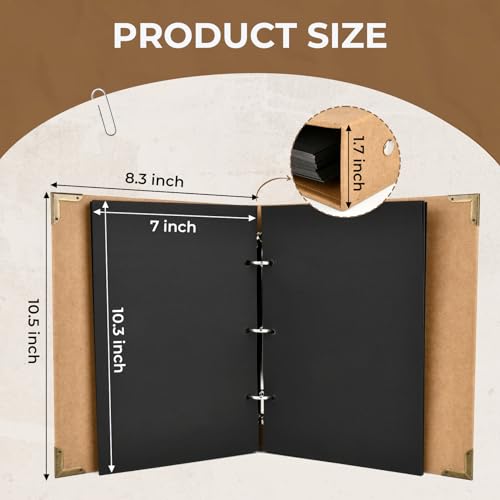 Álbum de fotos DIY para scrapbooking, tapa dura kraft, tamaño 8,3" x 10,5", 60 páginas, con pegamento de encaje, plantillas y pegamentos para esquinas, color caqui miniatura 3