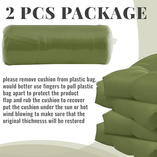 Image of Geelin 2 Pcs Outdoor Patio Chair Cushion Thick High Back Adirondack Chair Cushion Tufted Weather & Fade Resistant Anti-Slip Outside Rocking Chairs Pads with Ties 44 x 19 x 4 Inch (Moss Green)