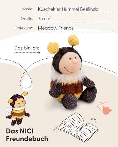 NICI Kuscheltier Hummel Beelinda 35cm - gelb - Stofftier aus weichem Plüsch, niedliches Plüschtier zum Kuscheln und Spielen, für Kinder & Erwachsene, tolle Geschenkidee - 61635