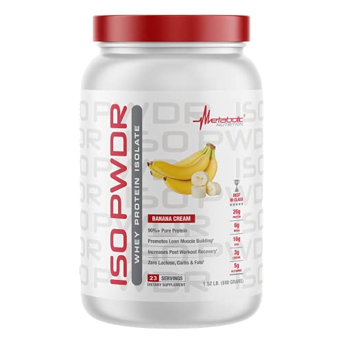 Metabolic Nutrition Whey Protein Isolate ISO PWDR Banana Cream, 1.54lb, 23 Servings, 26g Protein, Fast Digesting, Zero Carbs, Delicious Flavor, Very Low Carbs & Fat, Zero Lactose