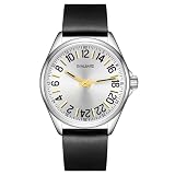 Svalbard Solstråle GA26 Swiss Quarzo Acciaio Nero Pelle Oro 24h Orologio Uomo