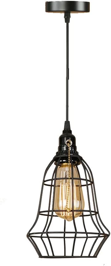 EFINEHOME Set of 2 Industrial Vintage Rustic Bulb Covers| DIY Farmhouse Metal Wire Cage for Hanging Pendant Lighting | Light Fixture Lamp Guard| Lampshade Replacement Accessories (Cage A) image 5