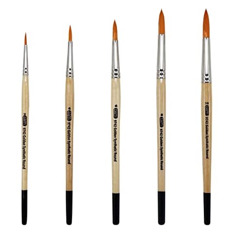 ZEM Brush Golden Synthetic Rounds Brushes Set Sizes 2,4,6,8,10 Cover