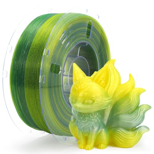 Image of VOXELAB PLA Crystal Rainbow Filament 1.75mm, Summer Night Fireflies Color, Alternating Bright Yellow & Bright Blue Every 18-20M, Glitter Shimmer Gradient 3D Printer Material