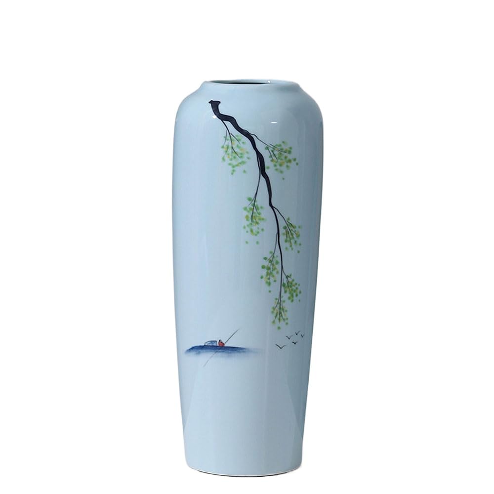 asdchZen Ceramic Vases-Flower Vase For Centerpirces, Modern Farmhouse Home Decor Vase, Handmade Vase For Home Decoration/Entryway/Mantel/Bookshelf,A
