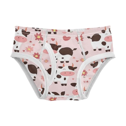 Wusikd Spotted Cow Boys' Underwear Cotton Pink Flowers Boys Briefs Soft Toddler Underwear 2T