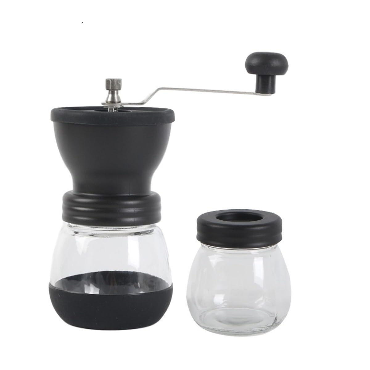 Manual Coffee Bean Grinder, Handheld Portable Coffee Mill Ceramic Bur with Adjustable Coarseness, with Transparent Storage Jar, Compact Design for Home, Office,Travelling & Outdoors