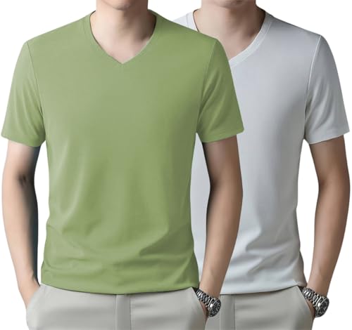Image of TAGDO Men's Solid Color V-Neck Short Sleeve T-Shirt (2033)
