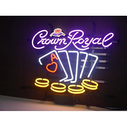 Queen Sense 17x14 Crown Royals Poker Neon Sign Light Man Cave Bar Pub Beer Gift Neon Lamp A117CRP