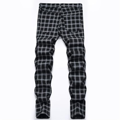 Men's Plaid Work Jeans Y2 Skinny Straight Jeans Comfortable Elastic Waist Fashion Hip Hop Clothing2