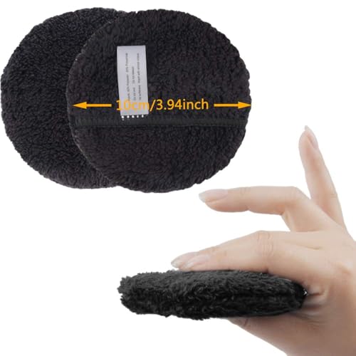 KinHwa Makeup Entferner Pads Wiederverwendbare Abschminkpads Waschbar Mikrofaser Abschminkpads Gesicht Superweich Gesichtsreinigungs Pads Mit Wäschebeutel Schwarz 12Stück