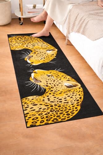Image of SAGON 2x5 Ft Printed Runner Carpet - Cotton Bedside Rug for Bedroom & Living Room (Tiger)