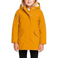 URBAN REPUBLIC Girls Rain Jacket - Sherpa Fur Lined Raincoat for Girls Full Zip Up Hooded Rain Jacket (Size: 7-16), Size 10-12, Yellow