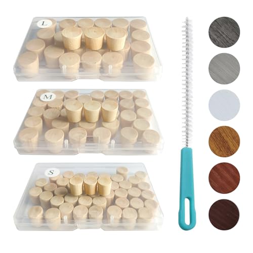 Tensland 218 Pieces 3-in-1 Carpenter Bee Holes Repair Kit Small Medium Large Wood Bee Hole Plugs Carpenter Bee Corks Set 3-Step Total Fix Solution