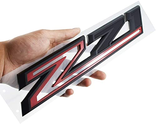 Image of 2X Large Size Z71 RH LH Side Fender Emblem Nameplate Badge Decal Replacement for 2019-2021 Chevy Silverado (Red Black)