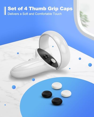 Joystick Replacement Kit for Oculus Quest 2 Controller, Repair Kit for Me-ta Quest 3 Controller, Include 2 Joysticks, T5 Screwdriver, Tweezer, Pry Tool, 4 Thumbstick Grips (Gray-13-in one) - 5