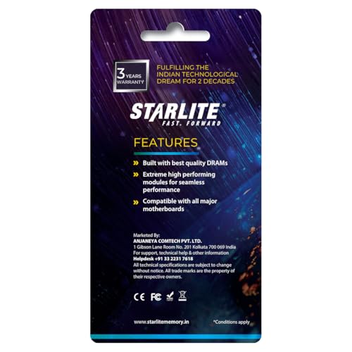 Image of STARLITE 8GB DDR4 RAM for Laptop | 2666MHz SO-DIMM | CL19 | 204-Pin | PC4-21300 Laptop Memory Module