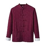 Chinese Traditional Tang Suit Top Men's Long Sleeve Kung Fu Tai Chi Uniform Spring Autumn Shirt Top