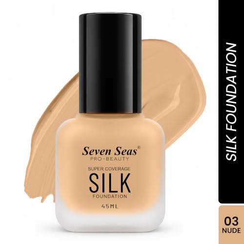 Image of Seven Seas Super Coverage Silk Foundation 45ml Matte Liquid Foundation for Women - Buildable Coverage, Lightweight Formula, Long Lasting Makeup, Silky Smooth Finish(Nude)