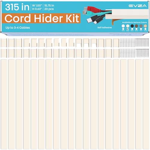 Image of Beige Wire Cover Cable Concealer - 315in Cord Hider Wall Kit, Cord Covers for Wall Mounted TV, Wire Cover for Cords, Cord Concealer Hide Cords, Large Cable Raceway, Cable Cover Wall, Wire Management