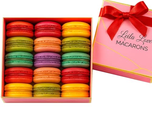Leilalove Macarons - Mademoiselle de Paris Collections of 15 gourmet macarons Gift box varies in color - cookies are individually packaged for the perfect freshness